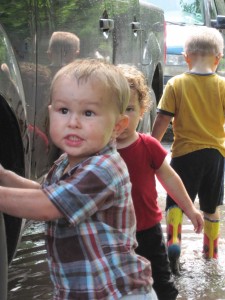 Splashing in a puddle